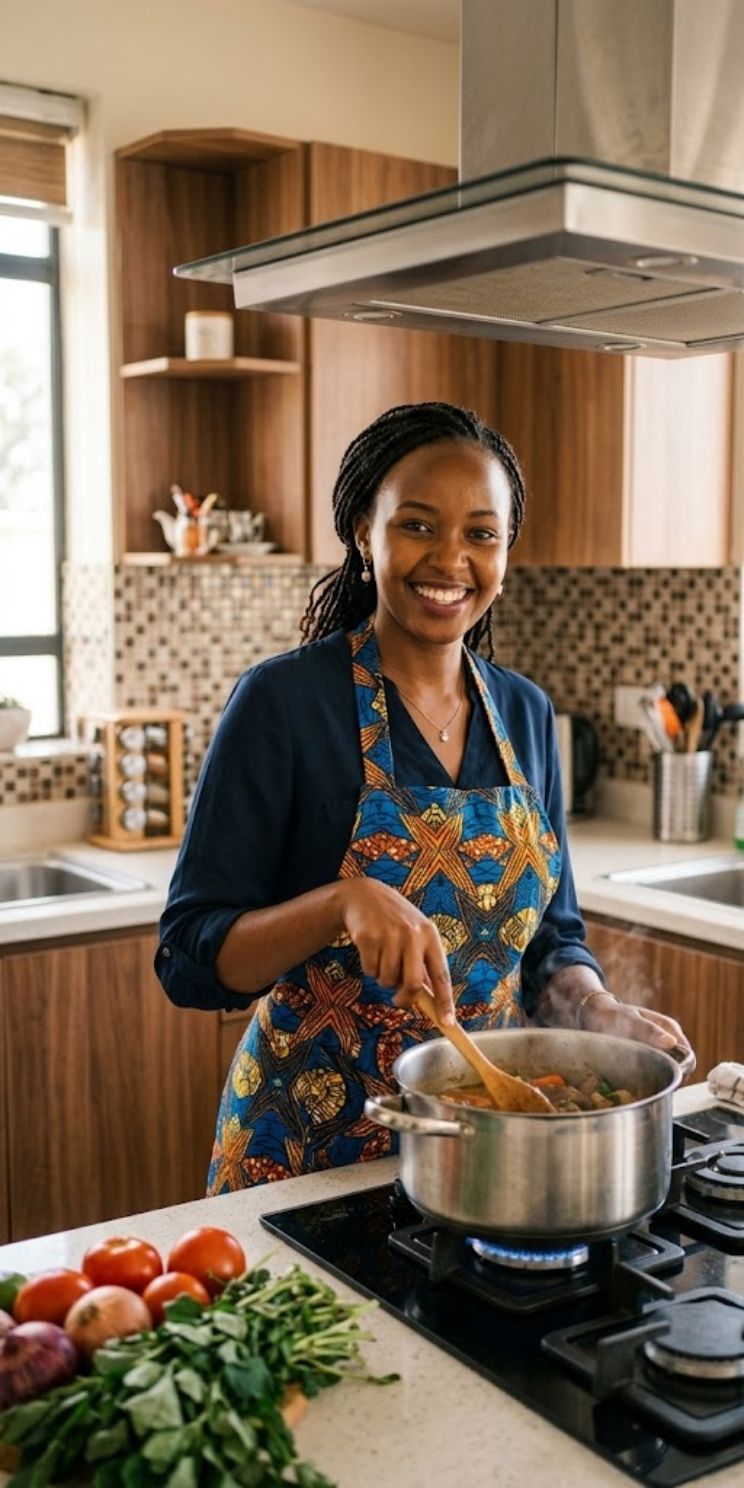 LipaGas kitchen setup showing fast cooking times