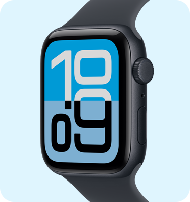 Lipagas Vertical Models SE 3, aluminum case, Midnight color, Flux watch face, right side exterior, Digital Crown, microphone, side button, Sport Band, Midnight color